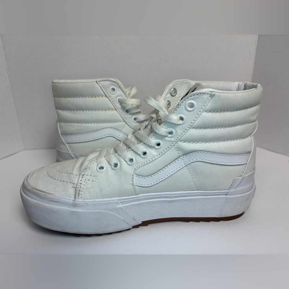 Vans Sk8-Hi Platform White Canvas High Top Sneakers Women’s 9 Men’s 7.5 - Picture 7 of 10